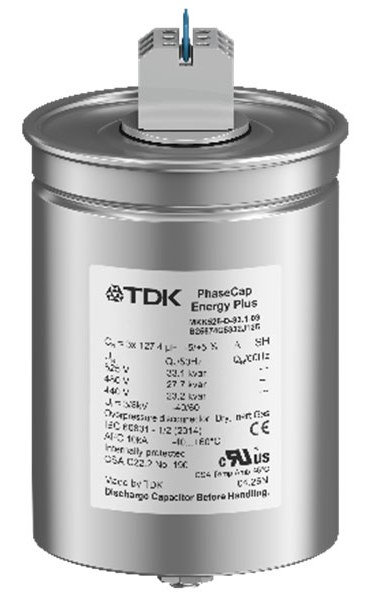 Capacitor trifásico EPCOS PhaseCap Energy Plus MKK de TDK para corrección del factor de potencia