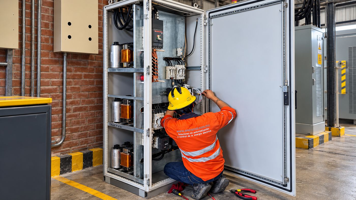 Técnico revisando tablero eléctrico para cumplir el Código de Red